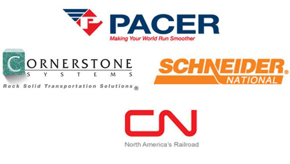 Pacer, Cornerstone, Schneider, Union Pacific, CN, Kansas City.